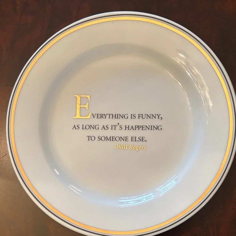 Restoration Hardware White and Gold Quote Accent Dessert Plates - Set of 4